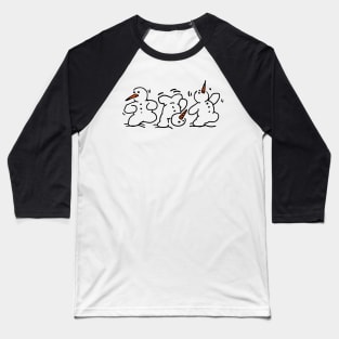 Three dancing Snowmen Baseball T-Shirt